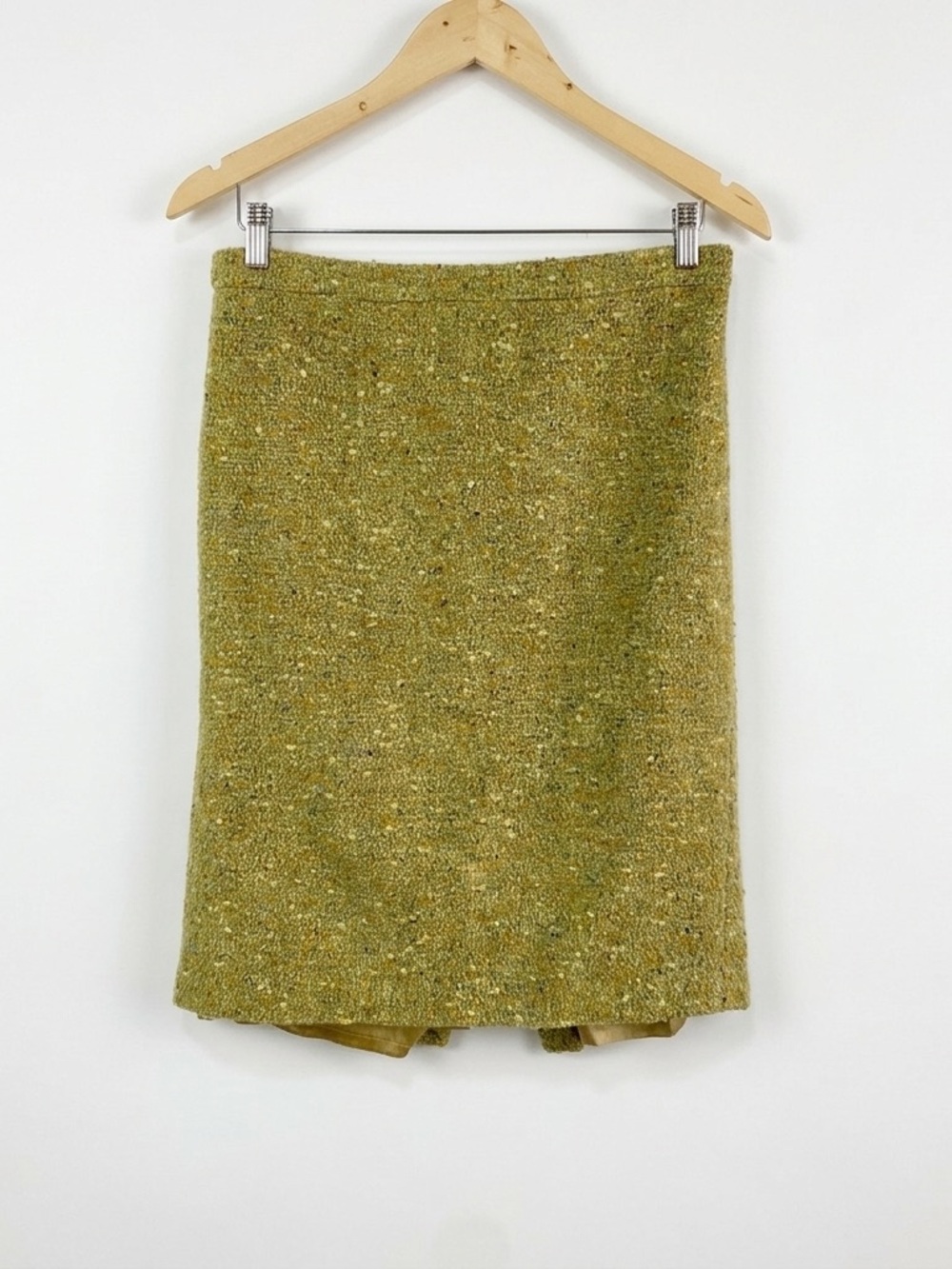 VTG J. Crew Fall 2005 Wool Tweed Pencil Skirt Green Gold Blue 6 Academia Y2K